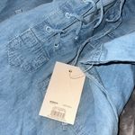 SO  juniors size small lace up LE shirt v neck cuffed sleeves round hem twill NWT Photo 5
