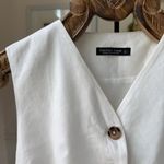Emerson Lang Contemporary White Cotton Linen Cropped Vest L Size L Photo 3