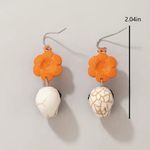 Skull Orange Flower Black Rose Eyes Drop Dangle Halloween Earrings‎ Faux Fashion Photo 7