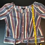 Drew  Multicolor Striped Cotton Button Up Tie Front Cropped Top Size Medium Photo 7