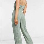 American Eagle  Green Floral Smocked Tie Shoulder Sleeveless Jumpsuit Cottagecore Photo 3