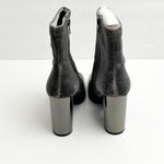 ALDO  Cassydie Dark Gray Velour Metallic Block Heel Almond Toe Side Zipper Boots Photo 6