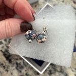 Vera Bradley  retired silvertone drop Blue & white round clay Earrings Photo 2