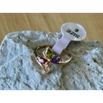 Crystals By Swarovski 14k Gold Overlay 4 Stone Marquise Multicolor Ring NEW Purple Photo 2