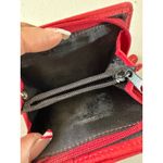 Fossil  Red Popstitch Pebble Genuine Leather Bi-Fold Zip Coin ID Card Mini Wallet Photo 3