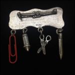 Vintage #1 Teacher Metal Enamel Brooch With Charms Signed AJMC Photo 1