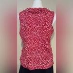 CHAPS  Red & White Floral Print Ruffled V Neck Sleeveless Summer Blouse S… Photo 3