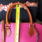 Dooney & Bourke DOONEY BOURKE Pink Tumbled Leather Dome Shaped Brown Top Handle Shoulder Bag Photo 10