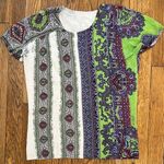 Etro Milano silk blend short sleeve paisley spring multicolor stripe knit top Green Size 4 Photo 0
