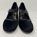 Aetrex  Simone Mary Jane Heels Size 7.5 Suede Black Strappy Heels Goth Academia Photo 5