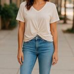 Alya Francesca's Collections Womens Top Size M Taupe Scarf Back Twist Front NEW Size M Photo 1