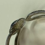 Silver Color Cuff Bracelet Black Cabochon Center Womens Aged Patina Photo 3