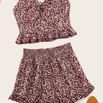 ✨ HP✨Ditsy Floral Knot Cami & Ruffle Hem Shorts Set✨ Red Size L Photo 0