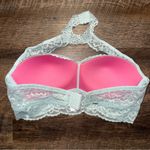 PINK - Victoria's Secret Victoria’s Secret PINK Lace Push- Up Halter Blue Bra Size Medium Photo 9