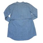 Eileen Fisher NWT Mandarin Collar Shirtdress Blue Organic Cotton Drapey Denim M Photo 3