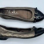 Attilio Giusti Leombruni AGL Monika Quilted Cap Toe Ballet Flat Bronze Black 37 Gold Size 7 Photo 2