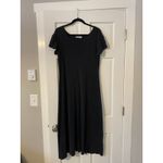 Bryn Walker  Rib Knit Tencel Cotton Black Shift Maxi Dress Large Designer Luxury Photo 2