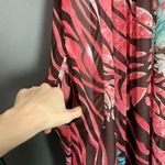 Handmade Muumuu Dress Zebra Tiger Stripes Puffed Sleeve Midi Embellished Pink Pink Size M Photo 6