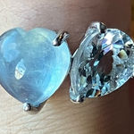 Natural Aquamarine Sterling Silver Heart Ring Size 7 Photo 0