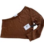 Callahan Sweater Womens Medium Lora Rootbeer Brown One Shoulder Knit‎ Top Photo 4