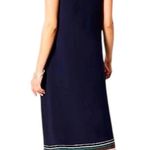 J.Jill NWT  Women’s Sleeveless Striped Border Knit Maxi Dress Navy Blue Small Photo 1