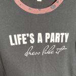 LuLaRoe Liv Black Brown Tee Life’s A Party Dress Like It Size XS Photo 3