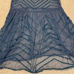 Free People  Embellished Mesh Mini Slip Dress Beaded Blue Size Small Boho Sheer Photo 3