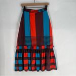 Anthropologie  Eva Franco Flounced Midi Skirt Satin Plaid NWT Size 4 Photo 7