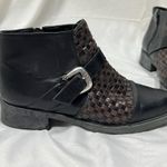 Brighton Women's Leather Black/Brown Woven Ankle Boots With Western Buckle 9.5 Photo 1
