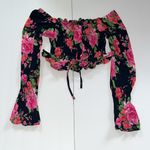 Revolve Floral Crop Smocked Long Sleeve Top Louise Position Italy Xs Photo 6