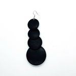 Black Wood Layered Circle Tiered Dangle Earrings Photo 1