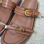Jason Wu  Women's Brown Double Gold‎ Buckle Slide Sandals Sz 9 Casual Slip-On Photo 2