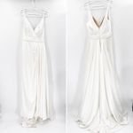Mac Duggal 12443 White Satin V-Neck Sleeveless Long Formal Gown Size 8 Photo 2