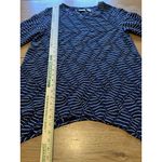 Chico's  Zenergy Tunic Top Size 1 Blue‎ White Striped Shark Bite Hem Pleated Photo 2
