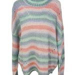 Hooked Up Pastel Stripe Sweater NWT Size XL Pink Purple Green Pastel Sweater Photo 0