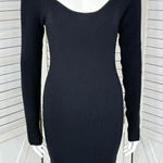 Cotton On Ribbed Knit Sweater Sheath Dress Black XS Long Sleeve Scoop Photo 0