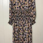 AFRM Hazel Women's Floral Smocked Gold Bouquet V Neck Midi Romantic Dress Size M Black Size M Photo 8