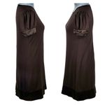 Bebe Y2K Dress Sz Small Brown Silk Trim Puff Sleeve Goblincore Fairy Vintage USA Photo 7
