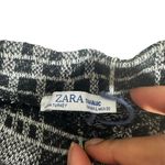 ZARA  Trafaluc Women Sz L Pants Black Knit Plaid Pull On Buckle Modern Wide Leg Photo 5