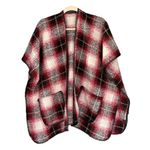 Boutique  Red Black White Tan‎ Plaid Poncho Sweaters One Size Photo 1