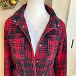 Levi's Levi’s Women’s Plaid Cabin Cinch Waist Jacket Red Black Size Small 💛 Photo 2