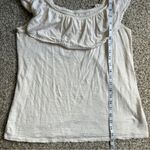 Old Navy 🦋 Cream Ruffle Off the Shoulder Short Sleeve Blouse Casual Comfy Neutral Photo 4