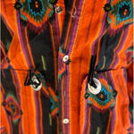 Vintage 70s Circle T Southwestern Aztec Button Down Shirt‎ Sz Medium Orange Black Photo 2