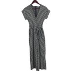 MNG Black White Textured Knit Belted Wide Leg Jumpsuit XS V Photo 1