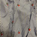 Kontrol Womens  contemporary off the shoulder blue white stripe shirt Photo 2