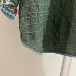 Johnny Was NWOT  Biya Embroidered Green Floral Beaded Tunic Shirt Blouse Sz S Photo 9