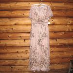 Mac Duggal Womens Pink Floral Embellished Short Sleeve Gown 67880 Runs Small Photo 4
