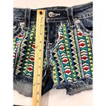 Miss Me Womens Denim Cut Off Shorts Aztec Embellished Sequin Embroidered Size 26 Photo 5