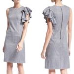 Banana Republic Ruffled Shoulder Sheath Dress Plaid Size 6 Career Academia Photo 1