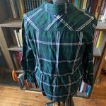 Beach lunch lounge green tartan plaid babydoll button down top Photo 1